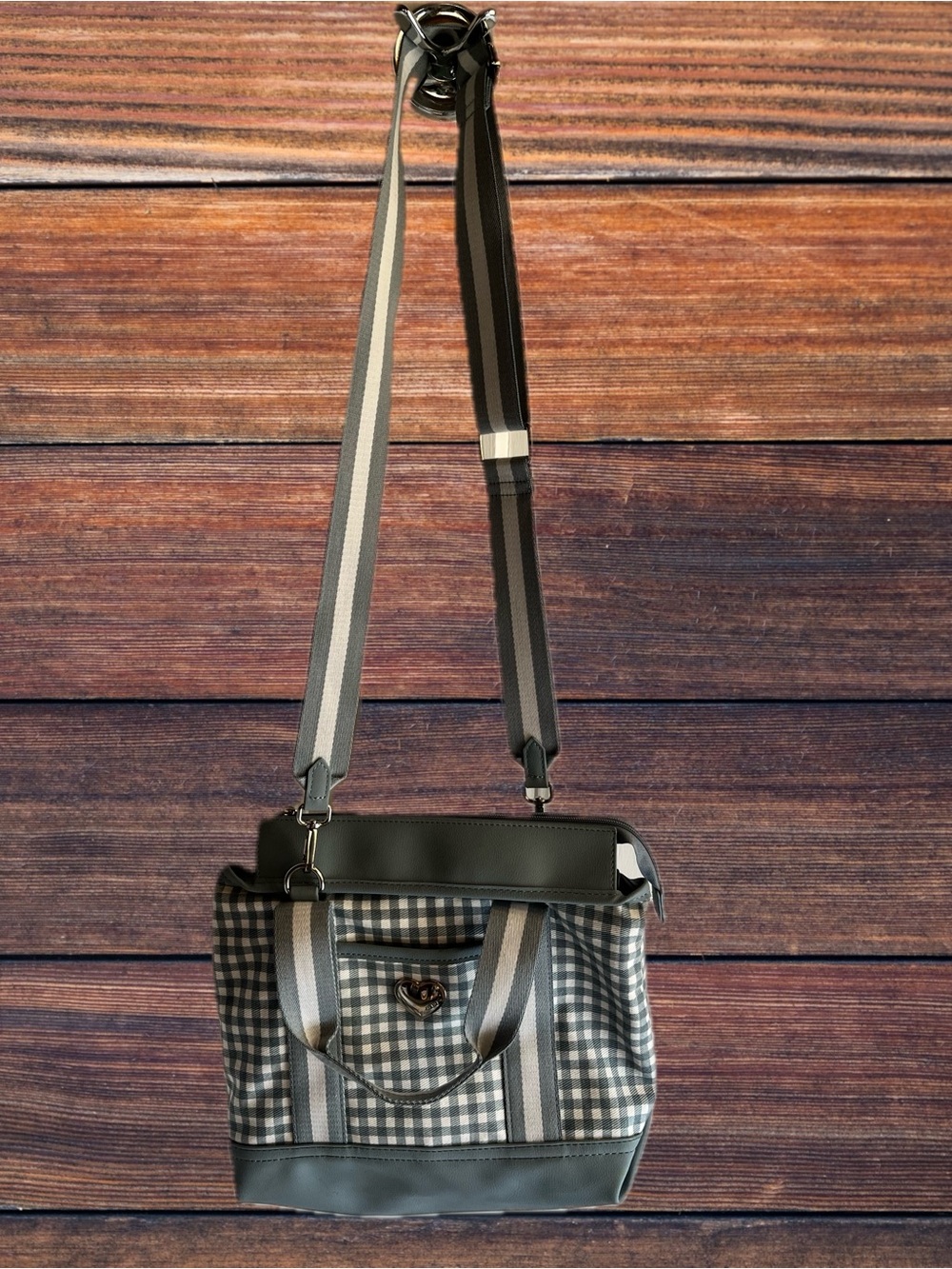 Betsey Johnson Blue Gingham Crossbody Tote